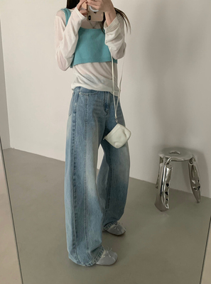 Tab家韩国东大门复古渐变牛仔裤