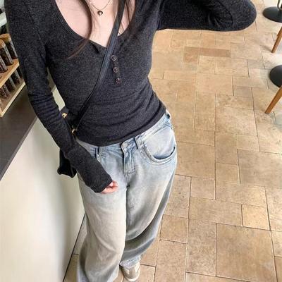 韩国Mon修身长袖打底上衣