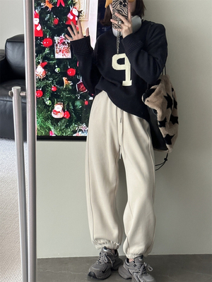 韩国Pap家显瘦带抽绳休闲裤