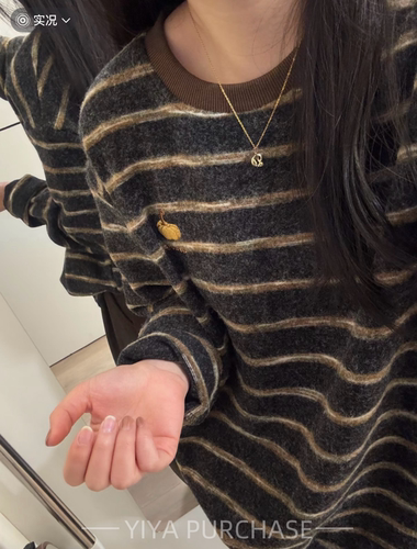 秋冬东大门款南瓜刺绣条纹毛衣