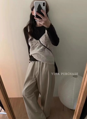 30%绵羊毛）韩国东大门2025秋季 重工设计叠穿 针织吊带背心罩衫