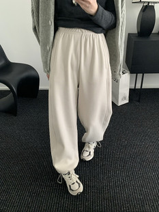 A03 卫裤 现货～BEAU韩国东大门可收口束脚直筒裤 加绒松紧腰休闲裤