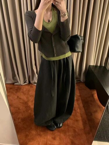 木四纯欲挂脖羊毛显瘦针织开衫