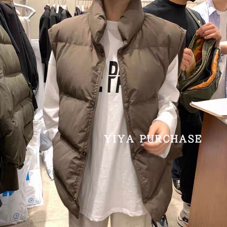 ELF韩国东大门2023冬季 宽松加厚保暖面包服羽绒马甲背心坎肩外套