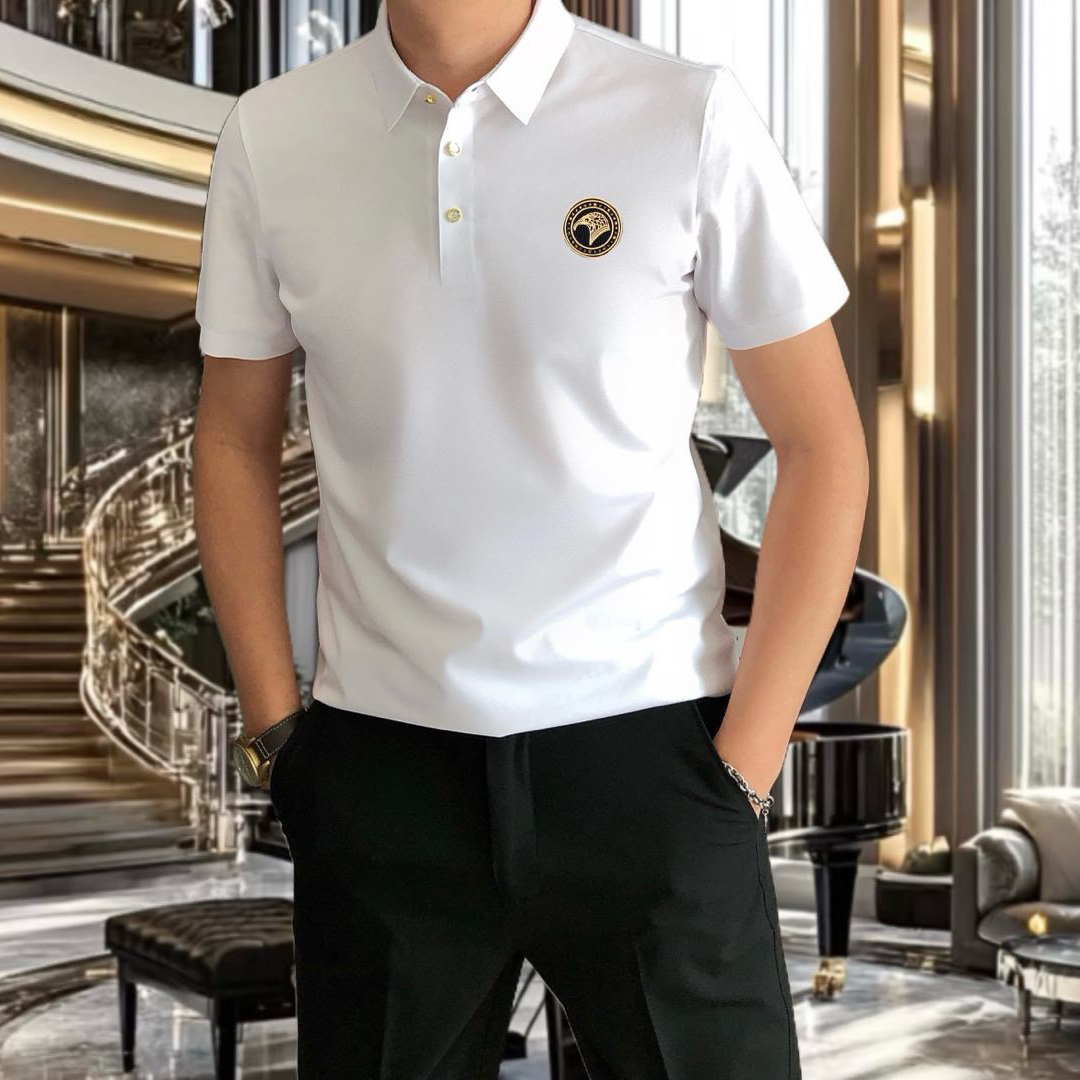 高端POLO衫男夏季宽松薄款短袖休闲T恤百搭打底半袖翻领体恤衣服