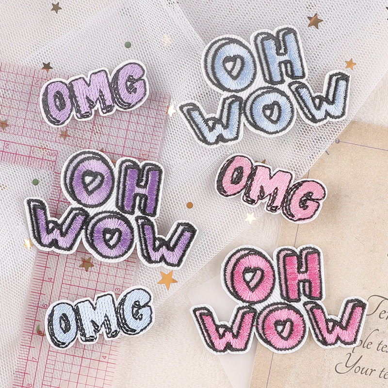 卡通英文字母贴布贴花oh wow刺绣omg衣贴