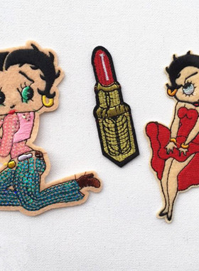 贝蒂Betty Boop Ms.Betty女孩红裙女郎性感贴布贴花装饰贴口红