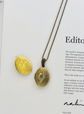 欧洲复古雕花长款照片毛衣链