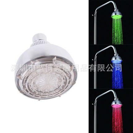 LED顶喷 温控RGB感温变色发光4寸圆形100mm花洒淋浴头 8010-A1