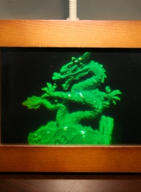 中学物理光学教具三维立体全息照片中国龙裸眼3D工艺摆件绿色