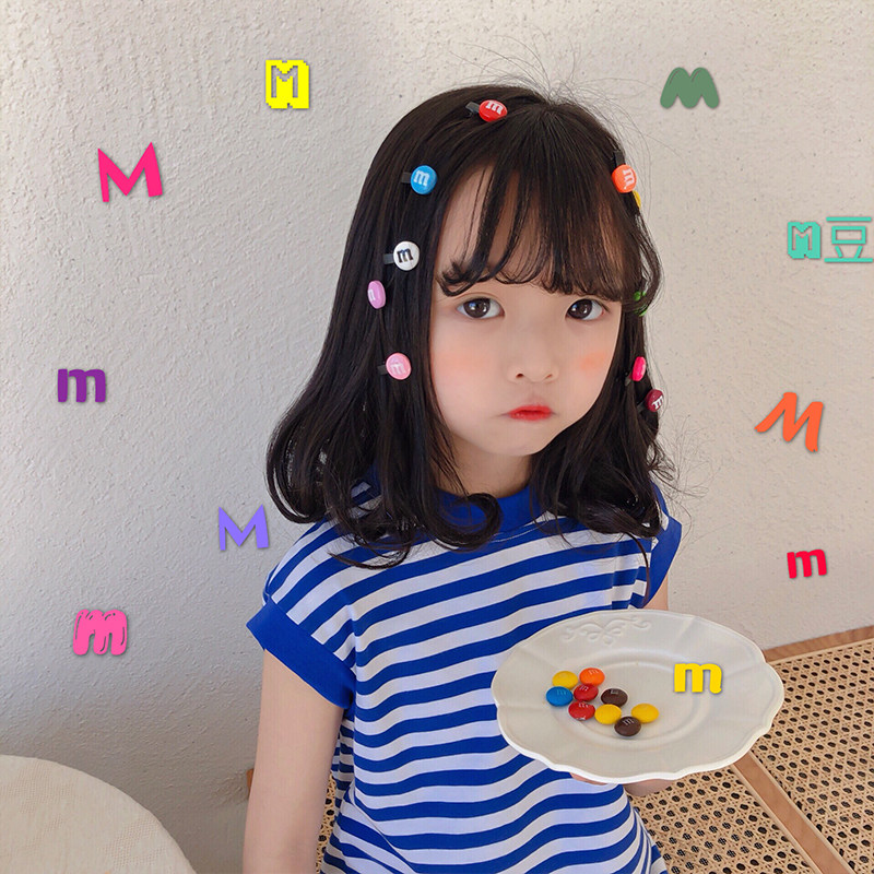 可爱彩虹糖m豆网红儿童小发夹宝宝边夹少女心卡通发卡亲子发饰品