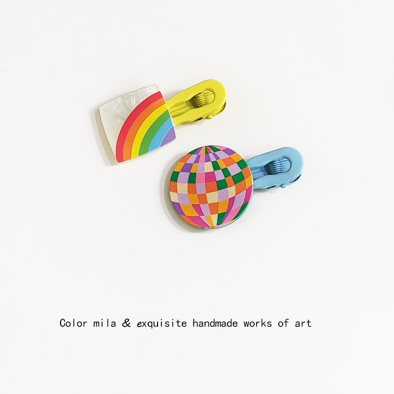 拼色边夹彩虹几何儿童侧边碎发夹