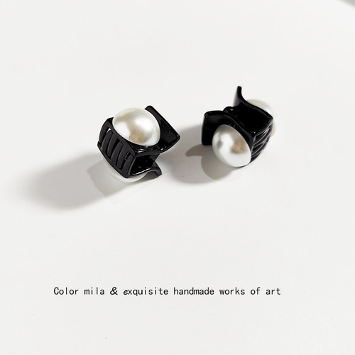 小号抓夹复古珍珠法式高级感刘海