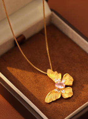 合金新款复古沙金色拉丝梦幻项链