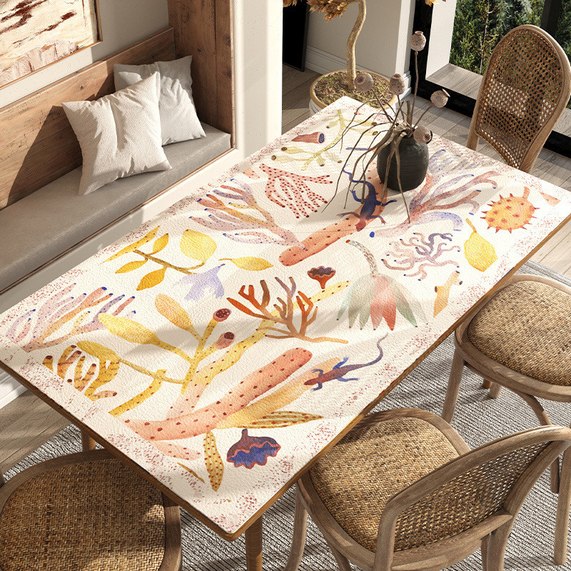 批发美式防水防油皮革桌垫防水pvc网红茶几垫复古长方形餐桌垫ins