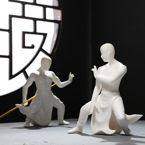 热销陶瓷人物摆件创意少林功夫客厅书房玄关软装饰品办公室桌面摆
