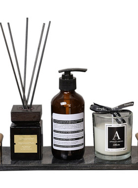 样板房衣帽间梳妆台卫生间简约现代托盘饰金属软装香薰小摆件摆设