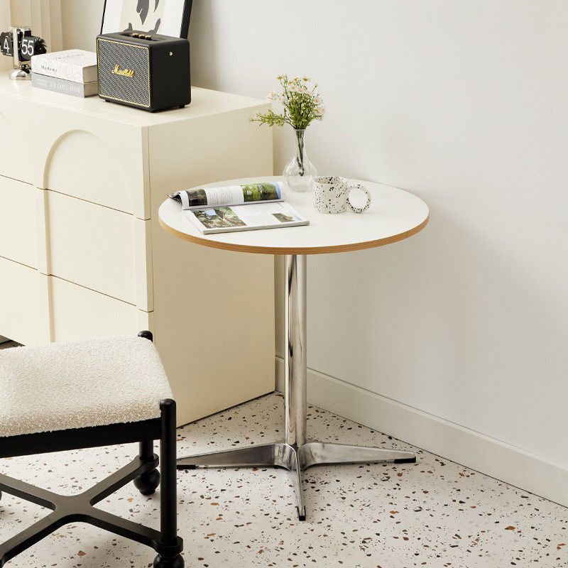 伊姆斯中古风餐桌韩国博主小户型圆形纯色办公桌咖啡休闲餐饮桌子