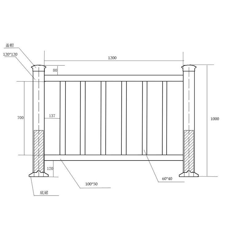 塑木围栏公园栏杆花园栈道河道景区凉亭方通户外扶手护栏木塑线条