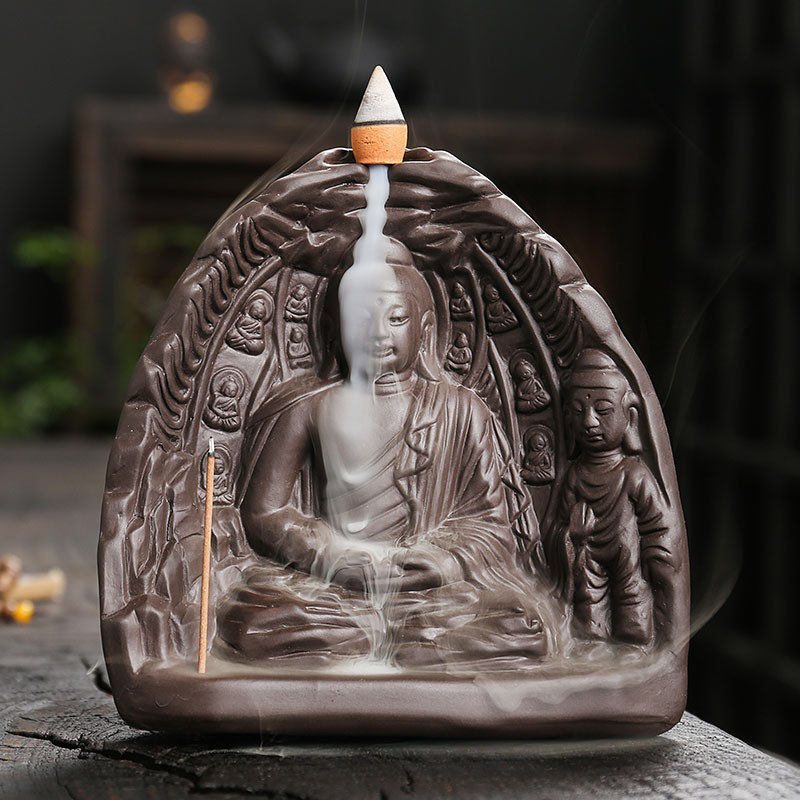 倒流香紫砂薰炉家居饰品工艺摆件创意如来万佛朝宗倒流香薰炉