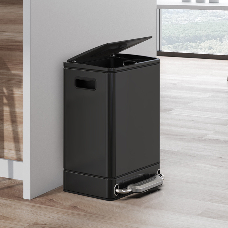 rp4t批发不锈钢垃圾桶家用厨房垃圾筒长方形脚踏轻奢大容量客厅