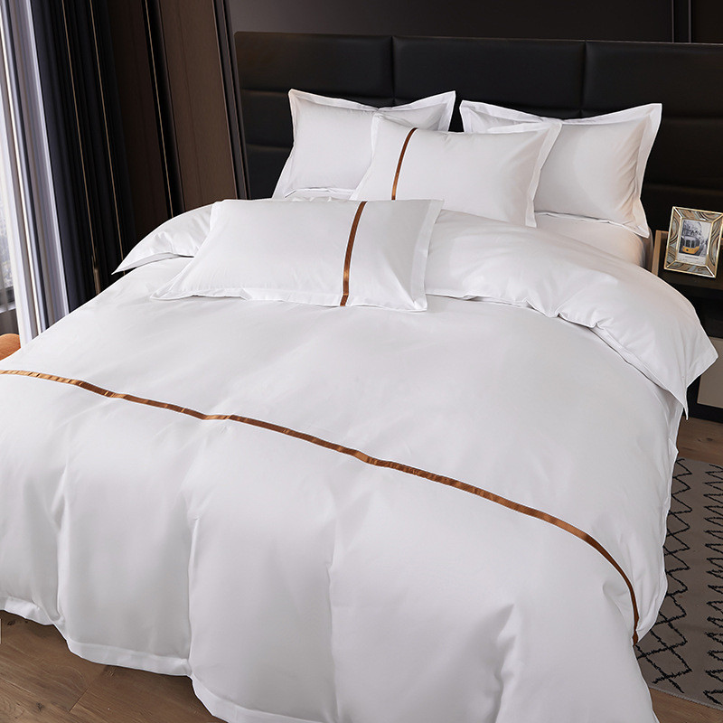 酒店床上四件套民宿风白色床单被子七被套枕芯件套床笠款宾馆新品