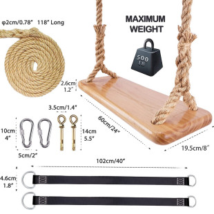 实木儿童秋千户外室内阳台儿童民宿卧室成人简易麻绳实木秋千板