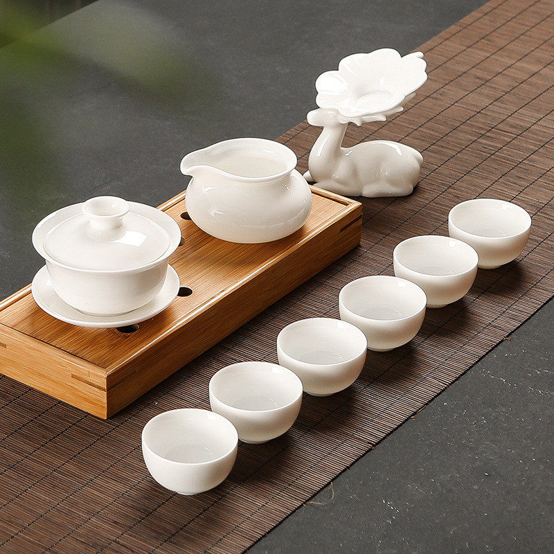镁泽羊脂玉瓷功夫茶具套装陶瓷白瓷泡茶喝茶盖碗茶壶茶杯家用整套,餐饮具,功夫茶具,淘宝优惠券,粉丝福利购,淘宝优惠卷