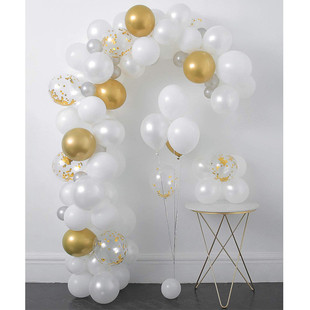 派对12寸气球拱桥金属气球白色乳胶气球亮片气球厂家直销装饰