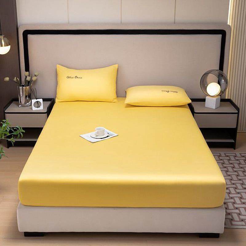 新款40支床单双人床床笠三件套单件床套子结婚庆大红色防滑全棉罩