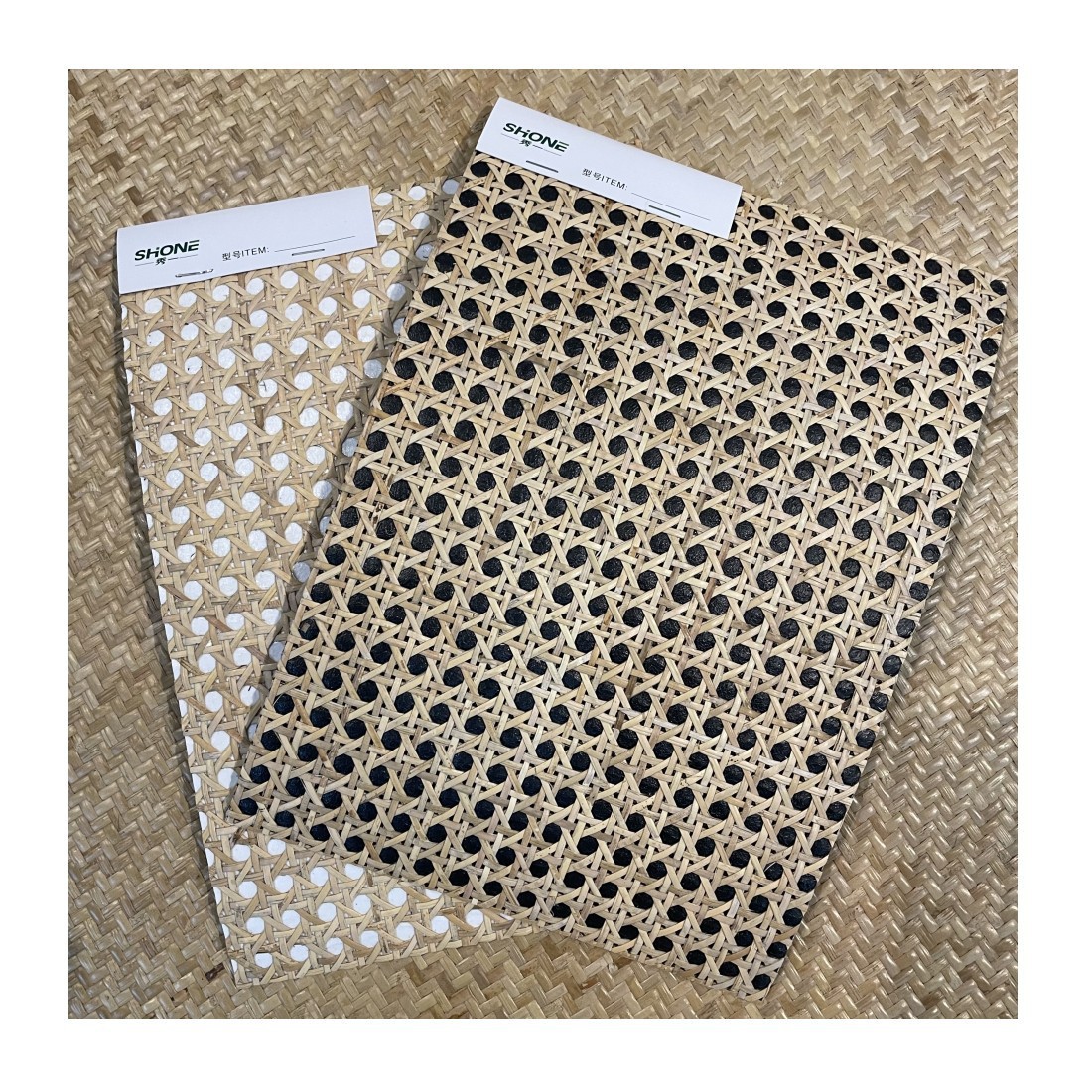 藤编藤席酒店民宿自然纹理六孔藤笪手工壁纸印尼墙纸镂空材料