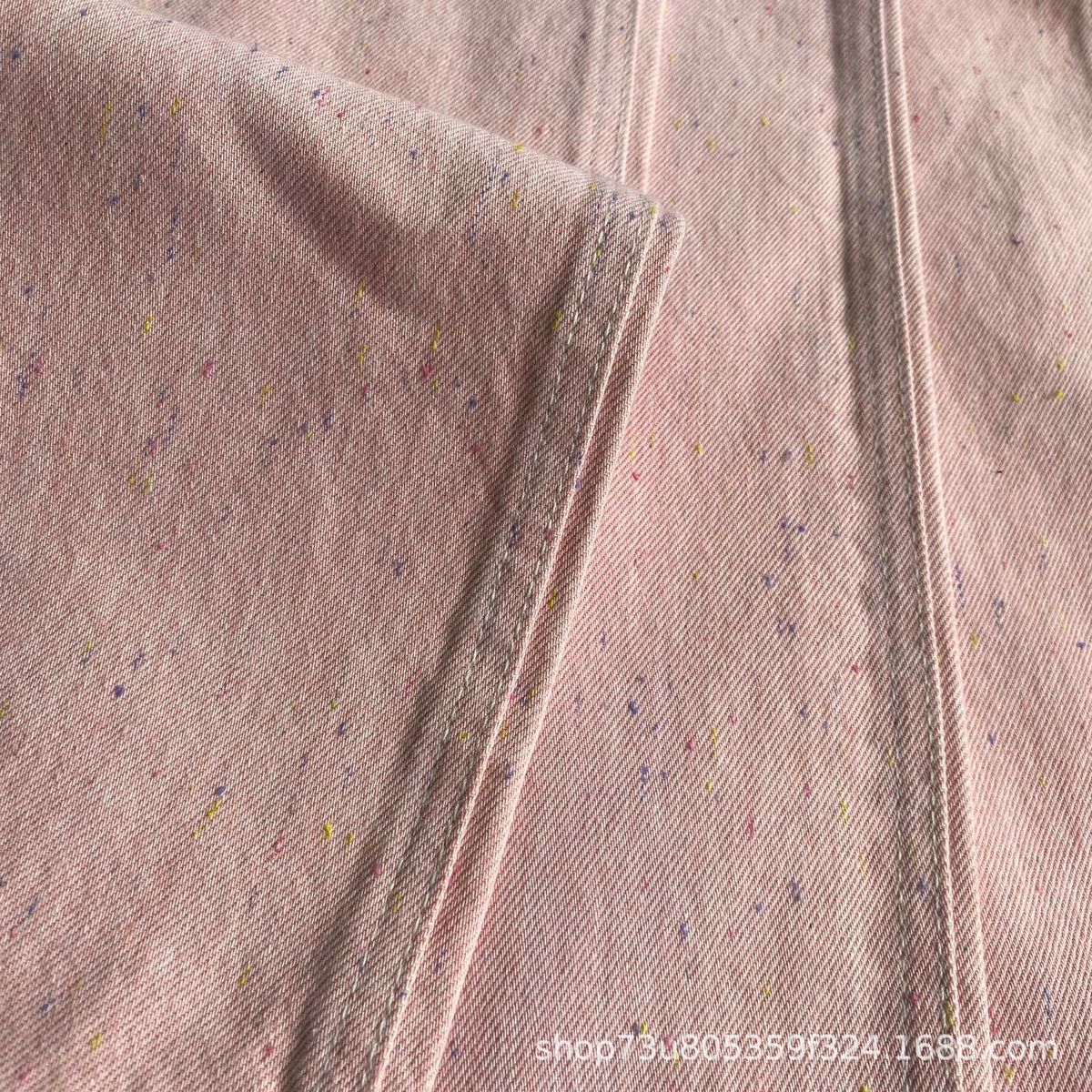 现货供应水洗彩点彩色斜纹布料弹牛仔布适用服装面料牛仔无