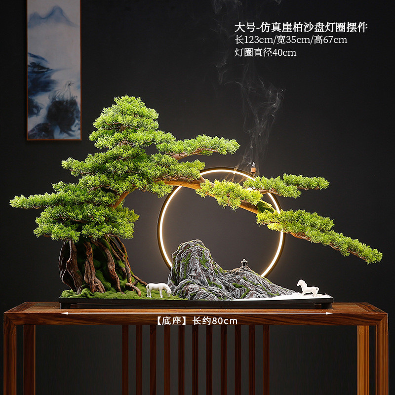 仿真迎客松盆景办公室摆件新中式绿植酒店开业礼品装饰品餐厅批发