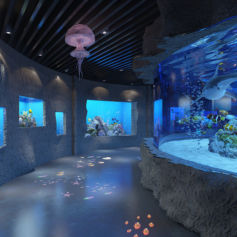 热销海洋馆工程设计施工隧道建设大型海洋馆造景水族馆设计亚克力