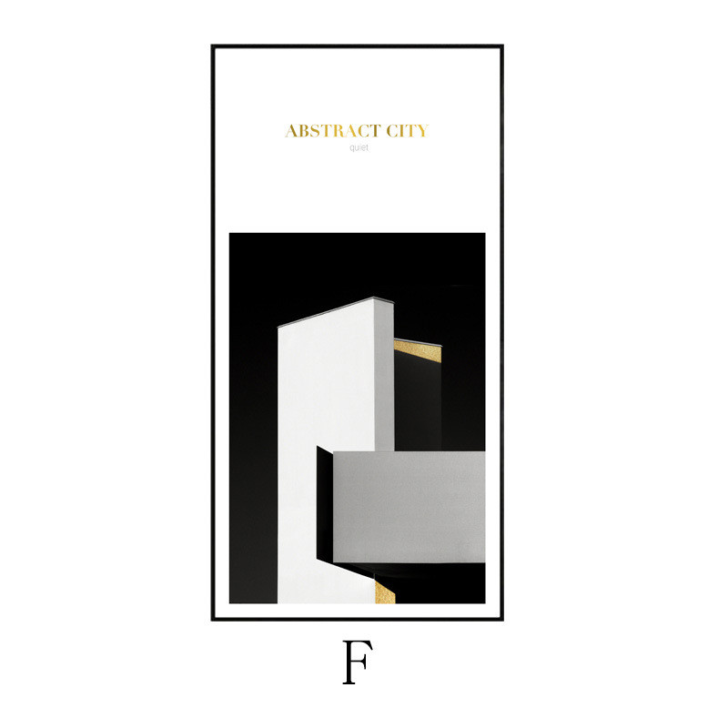 建筑线条现代简约黑白玄关装饰画竖版走廊过道大幅挂画巨幅壁画图片