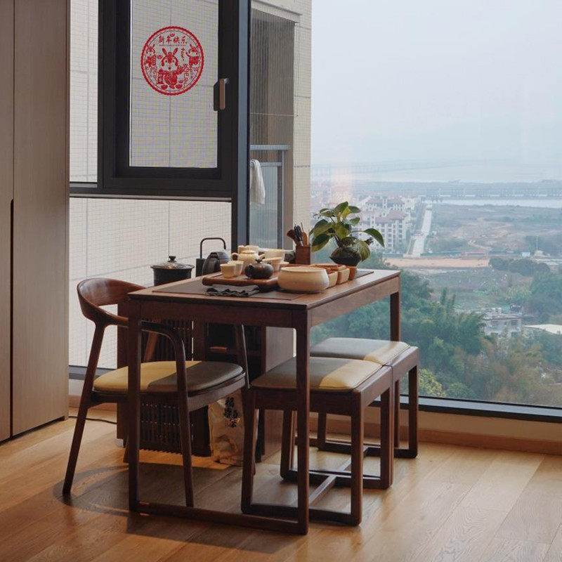 新中式阳台茶桌2025新款高端实木小型家用小阳台茶台胡桃木小茶桌