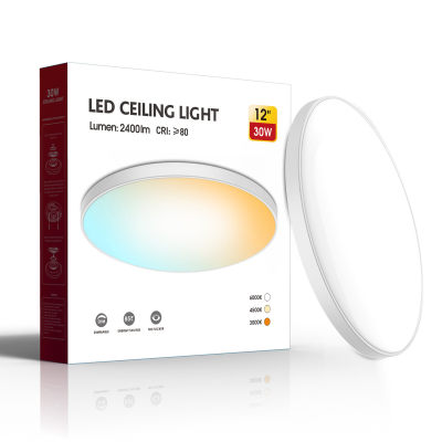 led三色调光30w40w圆形卧室客厅走廊家居现代超薄简约三防吸顶灯