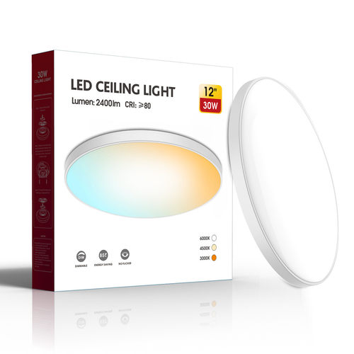 led三色调光30w40w圆形卧室客厅走廊家居现代防简约三超薄吸顶灯