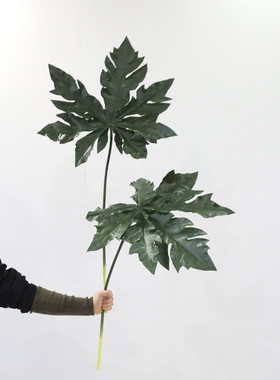 批发摄影道具pu叶大片木瓜叶室内景观叶材艺术插花婚庆仿真