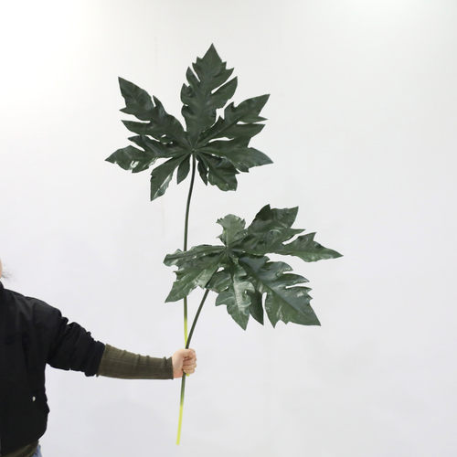批发仿真pu叶大片木瓜叶室内景观叶材艺术插花婚庆摄影道具