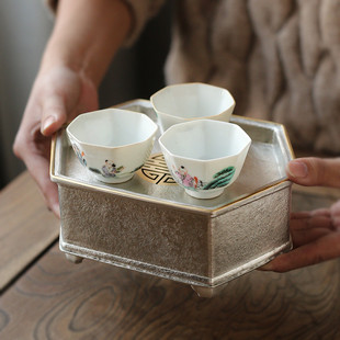 热销潮阳颜吉利包铜壶锡壶承锡茶盘锡干泡台工夫茶船海边托