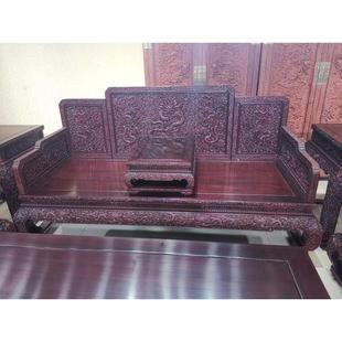 热销非洲小叶紫檀血整装 组合沙发檀祥龙沙发十三件套满雕龙大叶紫