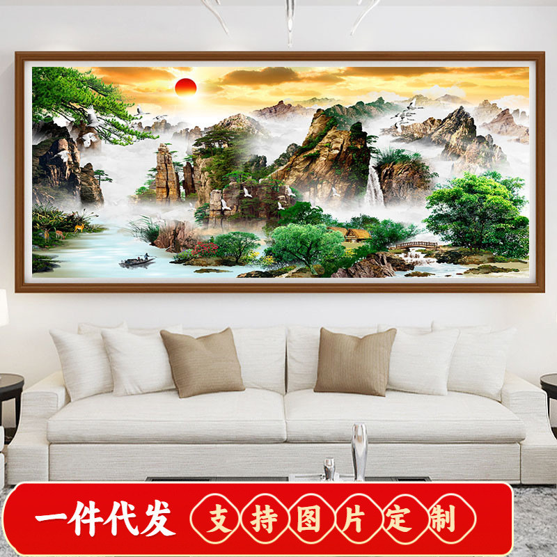 5d钻石画满钻客厅山水画大幅山水风景贴钻十字绣卧室餐厅钻石绣