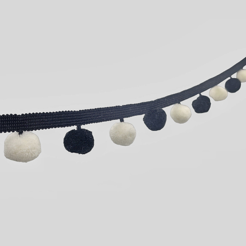 新款欧式毛球双色窗帘侧边毛球花边立沙发窗帘家纺边装饰辅料花边