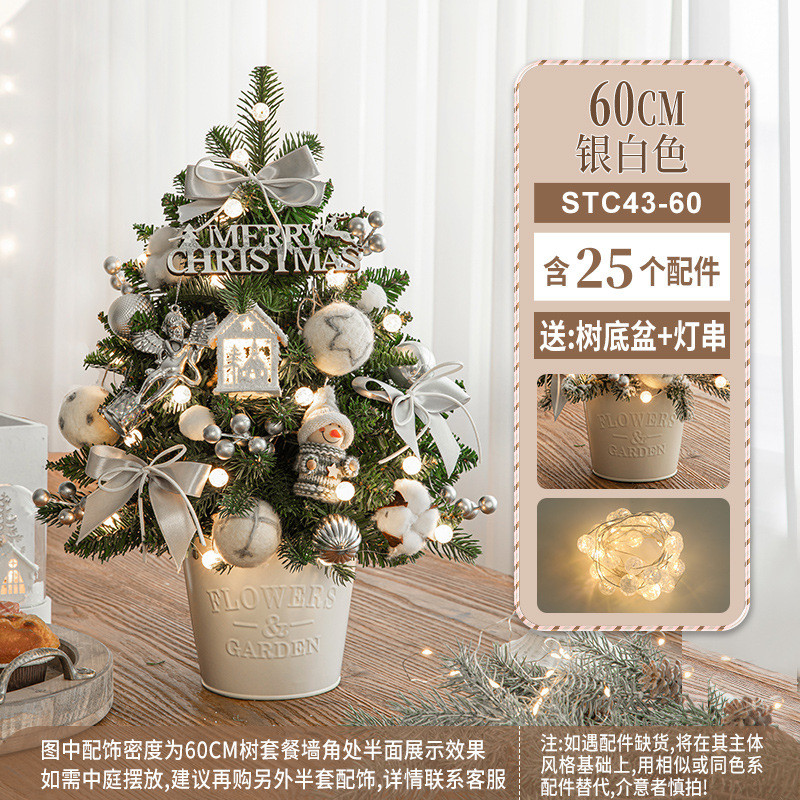 新款圣诞树迷你桌面摆件diy材料包装饰豪华加密pe铁桶圣诞树