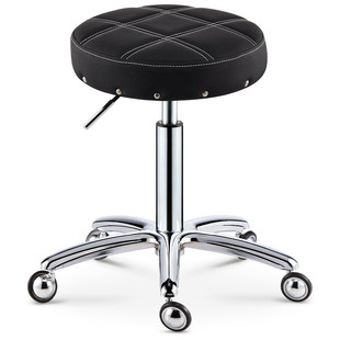 欧式皮革铆钉小圆凳美容理发凳子大工美发带轮升降旋转椅凳