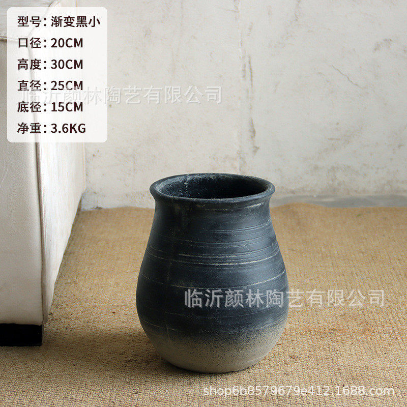 水泥盆创艺水滴形复古大口径花盆商场酒店大型绿植花器造景装饰盆