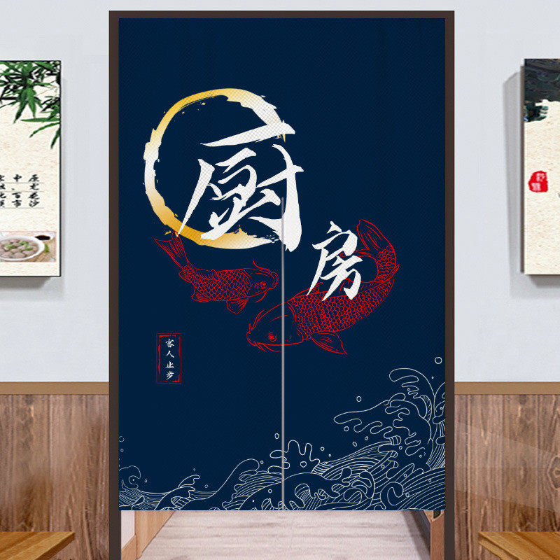 批发遮挡隔断帘餐饮饭店铺商用免打孔半帘布后厨防油烟厨房门帘帘