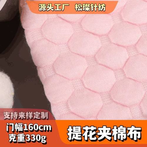 竹纤维竹纤维提花夹棉布330g涤纶空气层面料32s秋冬皮球面料