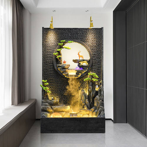 sw1c批发大型假山流水喷泉水幕墙鱼池别墅庭院花园流水景观室外造